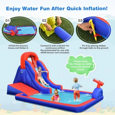 Costway Inflatable Water Slide Park W/ Climb Slide Pool & 2 Swim Rings Blower Excluded 7 Costway Inflatable Water Slide Park W/ Climb Slide Pool & 2 Swim Rings Blower Excluded - Image 7