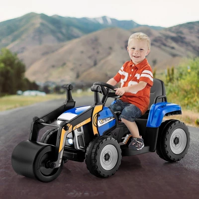 Costway Kids Ride On Roller 12V Electric Tractor Remote W/ Music & LED Light YellowBluePinkRed 2 Costway Kids Ride On Roller 12V Electric Tractor Remote W/ Music & LED Light YellowBluePinkRed - Image 2