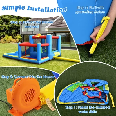 Costway Inflatable Kids Water Slide Outdoor Indoor Slide Bounce Castle With 550W Blower 7 Costway Inflatable Kids Water Slide Outdoor Indoor Slide Bounce Castle With 550W Blower - Image 7