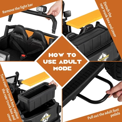 Costway 12V 10AH Parent-Child Ride On Truck Car Remote Trunk W/ LED Light & Music RedBlackPink 6 Costway 12V 10AH Parent-Child Ride On Truck Car Remote Trunk W/ LED Light & Music RedBlackPink - Image 6