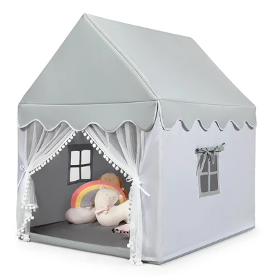Costway Kids Play Tent Large Playhouse Children Play Castle Fairy Tent Gift W/ Mat Gray 8 Costway Kids Play Tent Large Playhouse Children Play Castle Fairy Tent Gift W/ Mat Gray - Image 8