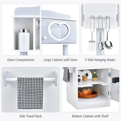 Costway Kids Kitchen PlaySet Pretend Wooden Play Kitchen With IceDispenser&Stovefor Toddler 8 Costway Kids Kitchen PlaySet Pretend Wooden Play Kitchen With IceDispenser&Stovefor Toddler - Image 8