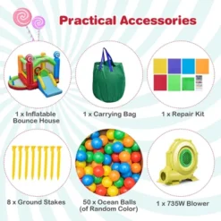 Costway Candy Land Theme Kids Inflatable Bounce Castle With 735W Air Blower Indoor Outdoor 17 Costway Candy Land Theme Kids Inflatable Bounce Castle With 735W Air Blower Indoor Outdoor -Costway Store GUEST 44737a7f 97fb 40a5 88db 2b9b0daebfaf