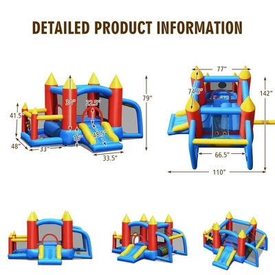 Costway Inflatable Bounce House Slide Jumping Castle Soccer Goal Ball Pit Without Blower 1 Costway Inflatable Bounce House Slide Jumping Castle Soccer Goal Ball Pit Without Blower