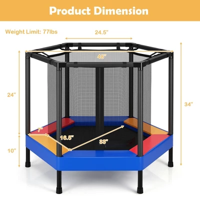 Costway 48'' Hexagonal Kids Trampoline Recreational Bounce Jumper W/Foam Padded Handrails 1 Costway 48'' Hexagonal Kids Trampoline Recreational Bounce Jumper W/Foam Padded Handrails
