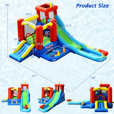 Costway 9-in-1 Inflatable Water Slide Kids Bounce Castle Giant Water Park W/ 860W Blower 2 Costway 9-in-1 Inflatable Water Slide Kids Bounce Castle Giant Water Park W/ 860W Blower - Image 2