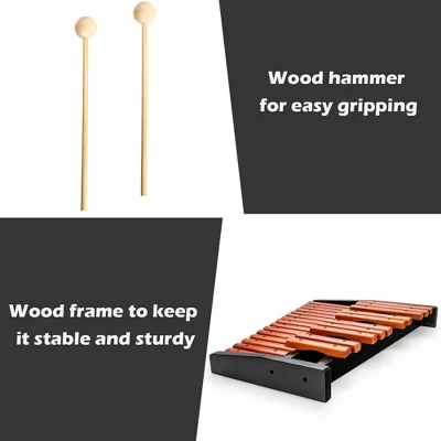 Costway 25 Note Xylophone Wooden Percussion Educational Instrument W/ 2 Mallets 8 Costway 25 Note Xylophone Wooden Percussion Educational Instrument W/ 2 Mallets - Image 8
