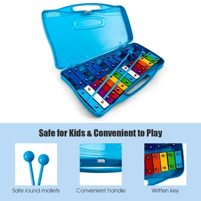Costway 25 Notes Kids Glockenspiel Chromatic Metal Xylophone W/Case And 2 Mallets 6 Costway 25 Notes Kids Glockenspiel Chromatic Metal Xylophone W/Case And 2 Mallets - Image 6