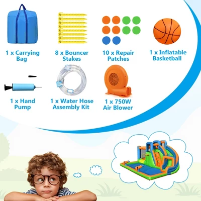 Costway Inflatable Water Slide Giant Bounce Castle With Dual Climbing Walls & 750W Blower 7 Costway Inflatable Water Slide Giant Bounce Castle With Dual Climbing Walls & 750W Blower - Image 7