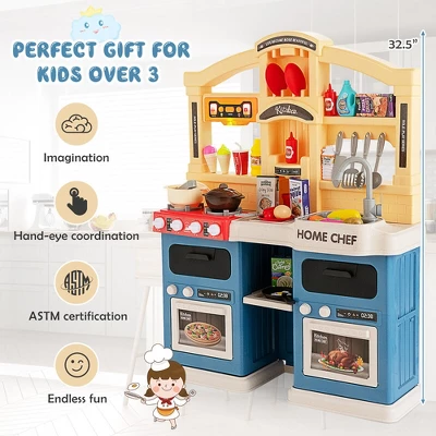 Costway Kids Play Kitchen Set 69PC Kitchen Playset Toys W/ Realistic Lights & Sounds 9 Costway Kids Play Kitchen Set 69PC Kitchen Playset Toys W/ Realistic Lights & Sounds - Image 9