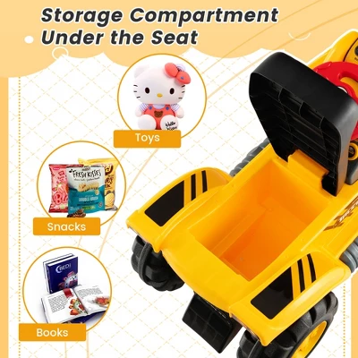 Costway Kids Toddler Ride On Excavator Digger Truck Scooter W/ Sound & Seat Storage Toy 5 Costway Kids Toddler Ride On Excavator Digger Truck Scooter W/ Sound & Seat Storage Toy - Image 5