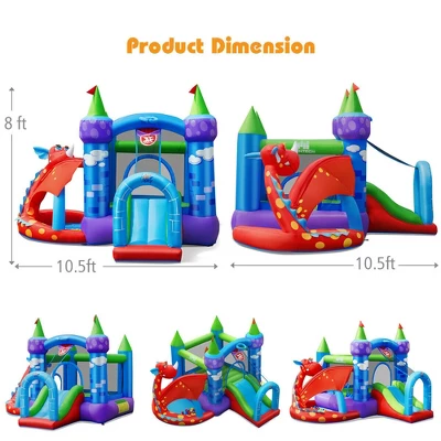 Costway Kids Inflatable Bounce House Dragon Jumping Slide Bouncer Castle W/ 750W Blower 1 Costway Kids Inflatable Bounce House Dragon Jumping Slide Bouncer Castle W/ 750W Blower