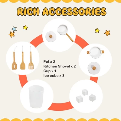 Costway Wooden Kitchen Playset Multi-Functional Pretend Cooking Set W/ Lights & Sounds 7 Costway Wooden Kitchen Playset Multi-Functional Pretend Cooking Set W/ Lights & Sounds - Image 7