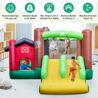 Costway Farm Themed Inflatable Castle Kids Bounce House W/ Double Slides 8 Costway Farm Themed Inflatable Castle Kids Bounce House W/ Double Slides - Image 8