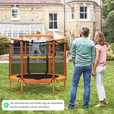 Costway 5FT Kids 3-in-1 Game Trampoline Seamless W/ Enclosure Net Spring Pad In/ Outdoor 3 Costway 5FT Kids 3-in-1 Game Trampoline Seamless W/ Enclosure Net Spring Pad In/ Outdoor - Image 3