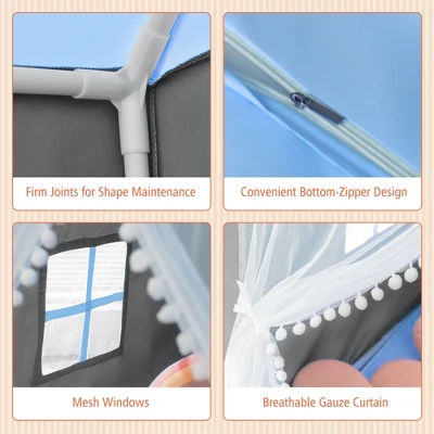 Costway Kids Playhouse Tent Large Castle Fairy Tent Gift W/Star Lights Mat 8 Costway Kids Playhouse Tent Large Castle Fairy Tent Gift W/Star Lights Mat - Image 8