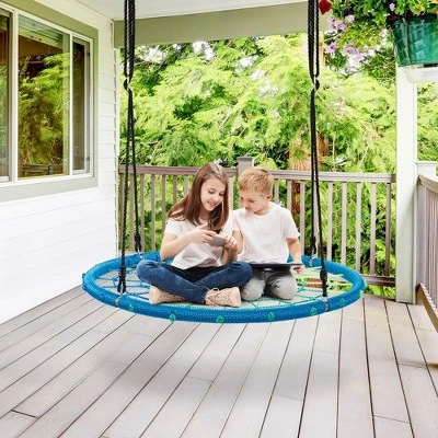 Costway 40'' Spider Web Tree Swing Kids Outdoor Play Set W/ Adjustable Ropes Gift OrangeBlueGreen 2 Costway 40'' Spider Web Tree Swing Kids Outdoor Play Set W/ Adjustable Ropes Gift OrangeBlueGreen - Image 2