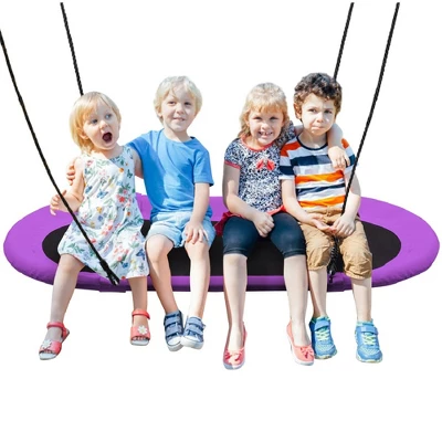 Costway 60'' Saucer Tree Swing Surf Outdoor Adjustable Kids Giant Oval Platform Swing Set Colorful/Blue/Green/Purple 13 Costway 60'' Saucer Tree Swing Surf Outdoor Adjustable Kids Giant Oval Platform Swing Set Colorful/Blue/Green/Purple - Image 13