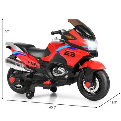 Costway 12V Kids Ride On Motorcycle Electric Motor Bike W/ Training Wheels & Light Red 2 Costway 12V Kids Ride On Motorcycle Electric Motor Bike W/ Training Wheels & Light Red - Image 2