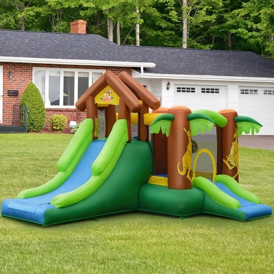 Costway Kids Inflatable Jungle Bounce House Dual Slide Jumping Castle Bouncer 2 Costway Kids Inflatable Jungle Bounce House Dual Slide Jumping Castle Bouncer - Image 2