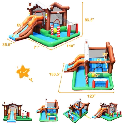 Costway Inflatable Bouncer Snow House Jump ClimbingSlide Ball Pit W/ Tunnel & Blower 1 Costway Inflatable Bouncer Snow House Jump ClimbingSlide Ball Pit W/ Tunnel & Blower