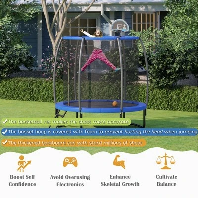 Costway 8 FT Recreational Trampoline W/ Basketball Hoop Safety Enclosure Net Ladder 2 Costway 8 FT Recreational Trampoline W/ Basketball Hoop Safety Enclosure Net Ladder - Image 2