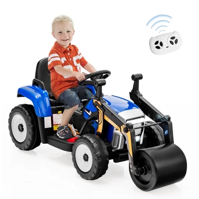 Costway Kids Ride On Roller 12V Electric Tractor Remote W/ Music & LED Light YellowBluePinkRed 5 Costway Kids Ride On Roller 12V Electric Tractor Remote W/ Music & LED Light YellowBluePinkRed - Image 5