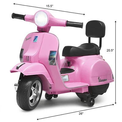 Costway 6V Kids Ride On Vespa Scooter Motorcycle For Toddler W/ Training Wheels PinkBlueGreenBlack 1 Costway 6V Kids Ride On Vespa Scooter Motorcycle For Toddler W/ Training Wheels PinkBlueGreenBlack