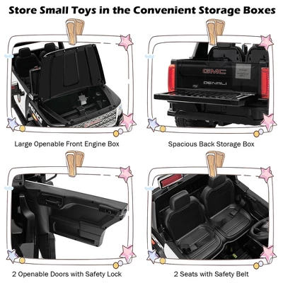 Costway 12V Licensed GMC Kids Ride On Police Car 2-Seater Truck W/Remote Control & Music 9 Costway 12V Licensed GMC Kids Ride On Police Car 2-Seater Truck W/Remote Control & Music - Image 9