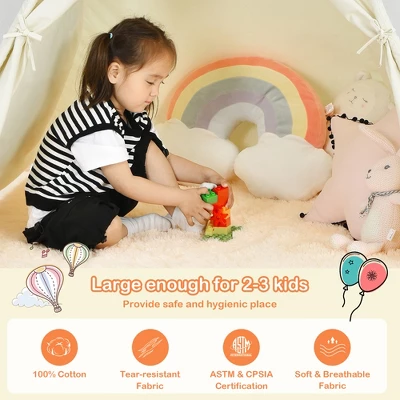 Costway Kids Canvas Play Tent Foldable Playhouse Toys For Indoor Outdoor 3 Costway Kids Canvas Play Tent Foldable Playhouse Toys For Indoor Outdoor - Image 3