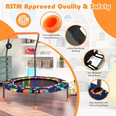Costway 36'' Mini Toddler Trampoline W/LED Bluetooth Speaker Detachable Handle Kids Gifts 2 Costway 36'' Mini Toddler Trampoline W/LED Bluetooth Speaker Detachable Handle Kids Gifts - Image 2