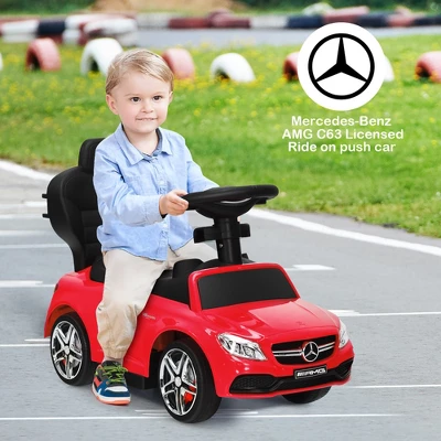 Costway 3 In 1 Ride On Push Car Mercedes Benz Toddler Stroller Sliding Car WhiteBlueRed 3 Costway 3 In 1 Ride On Push Car Mercedes Benz Toddler Stroller Sliding Car WhiteBlueRed - Image 3