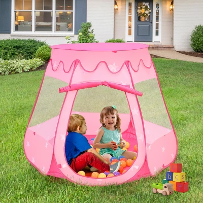 Costway Kid Outdoor Indoor Princess Play Tent Playhouse Ball Tent Toddler Toys W/ 100 Balls 3 Costway Kid Outdoor Indoor Princess Play Tent Playhouse Ball Tent Toddler Toys W/ 100 Balls - Image 3