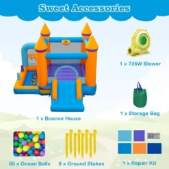 Costway 5-in-1 Inflatable Bounce Castle Kids Jumping Bouncer With Ocean Balls & 735W Blower 16 Costway 5-in-1 Inflatable Bounce Castle Kids Jumping Bouncer With Ocean Balls & 735W Blower -Costway Store GUEST 5633bf82 7a3e 4a19 9212 a0bcfb56cb9b