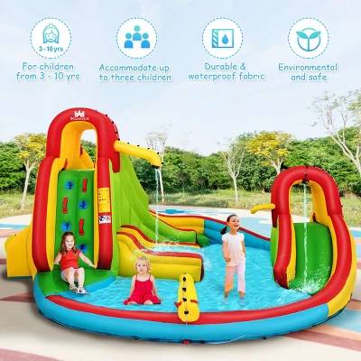 Kids Inflatable Water Slide Bounce Park Splash Pool W/Water Cannon & 480W Blower 5 Kids Inflatable Water Slide Bounce Park Splash Pool W/Water Cannon & 480W Blower - Image 5