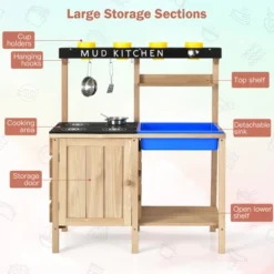 Costway Kids Kitchen Playset Wooden Outdoor Mud Kitchen Pretend Play Toy W/ Kitchenware 12 Costway Kids Kitchen Playset Wooden Outdoor Mud Kitchen Pretend Play Toy W/ Kitchenware -Costway Store GUEST 59286ff4 abde 470f ab09 e12e44c3be8b