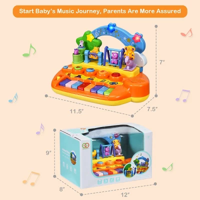 Costway Kids Rainbow Piano Keyboard 8 Keys Music Toy Gift W/ Animal Playground LED Light 1 Costway Kids Rainbow Piano Keyboard 8 Keys Music Toy Gift W/ Animal Playground LED Light