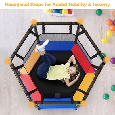 Costway 48'' Hexagonal Kids Trampoline Recreational Bounce Jumper W/Foam Padded Handrails 4 Costway 48'' Hexagonal Kids Trampoline Recreational Bounce Jumper W/Foam Padded Handrails - Image 4