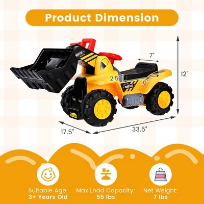 Costway Kids Toddler Ride On Excavator Digger Truck Scooter W/ Sound & Seat Storage Toy 2 Costway Kids Toddler Ride On Excavator Digger Truck Scooter W/ Sound & Seat Storage Toy - Image 2