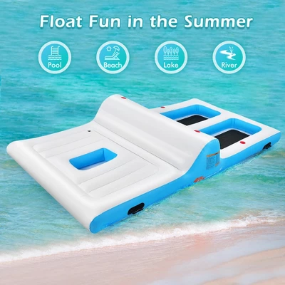Costway Giant 4 Person Inflatable Island Lake Floating Lounge Raft W/ 130W Electric Air Pump 5 Costway Giant 4 Person Inflatable Island Lake Floating Lounge Raft W/ 130W Electric Air Pump - Image 5