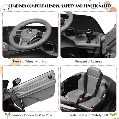 Costway 12V Kids Ride On Car Lexus LC500 Licensed Remote Control Electric Vehicle Black 8 Costway 12V Kids Ride On Car Lexus LC500 Licensed Remote Control Electric Vehicle Black - Image 8