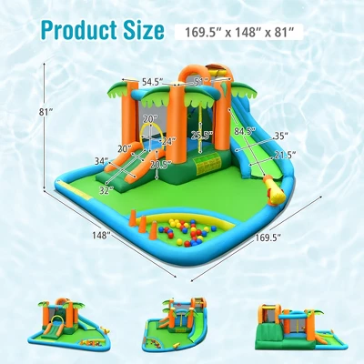 Costway Inflatable Water Slide Park Kid Bounce House W/Upgraded Handrail Blower Excluded 3 Costway Inflatable Water Slide Park Kid Bounce House W/Upgraded Handrail Blower Excluded - Image 3