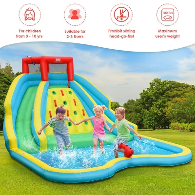 Costway Inflatable Mighty Water Slide Park Bounce Splash Pool Patio 5 Costway Inflatable Mighty Water Slide Park Bounce Splash Pool Patio - Image 5