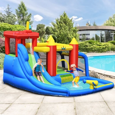Costway Inflatable Bouncer Water Climb Slide Bounce House Splash Pool W/ Blower 2 Costway Inflatable Bouncer Water Climb Slide Bounce House Splash Pool W/ Blower - Image 2