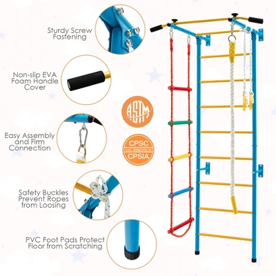 Costway 5 In 1 Kids Indoor Gym Playground Swedish Wall Ladder Children Home Climbing Gym 7 Costway 5 In 1 Kids Indoor Gym Playground Swedish Wall Ladder Children Home Climbing Gym - Image 7