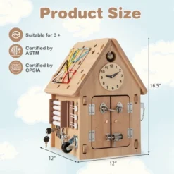 Costway Wooden Busy House Montessori Toy With Sensory Games & Interior Storage Space 17 Costway Wooden Busy House Montessori Toy With Sensory Games & Interior Storage Space -Costway Store GUEST 60d38735 68cc 4776 9dea ab3a219a7a49