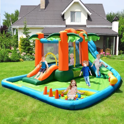 Costway Inflatable Bounce House Kids Water Splash Pool Dual Slide Jumping Castle W/ Bag 3 Costway Inflatable Bounce House Kids Water Splash Pool Dual Slide Jumping Castle W/ Bag - Image 3