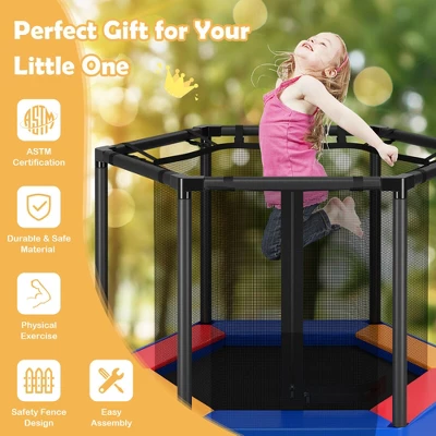Costway 48'' Hexagonal Kids Trampoline Recreational Bounce Jumper W/Foam Padded Handrails 5 Costway 48'' Hexagonal Kids Trampoline Recreational Bounce Jumper W/Foam Padded Handrails - Image 5