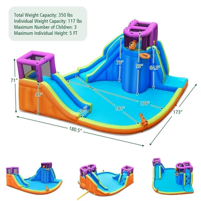 Costway 6 In 1 Inflatable Dual Slide Water Park Climbing Bouncer 1 Costway 6 In 1 Inflatable Dual Slide Water Park Climbing Bouncer