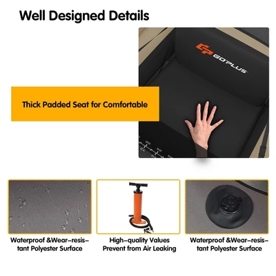 Costway Inflatable Fishing Float Tube W/Pump & Storage Pockets & Fish Ruler GrayBeigeGreen 4 Costway Inflatable Fishing Float Tube W/Pump & Storage Pockets & Fish Ruler GrayBeigeGreen - Image 4